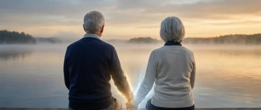 Silver Price Gold: Elderly couple holding hands on a dock at sunrise, representing a secure future and gold for retirement sa