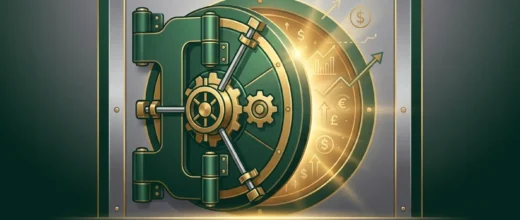 Silver Price Gold: Green and gold bank vault door revealing glowing financial symbols, representing central bank gold reserve